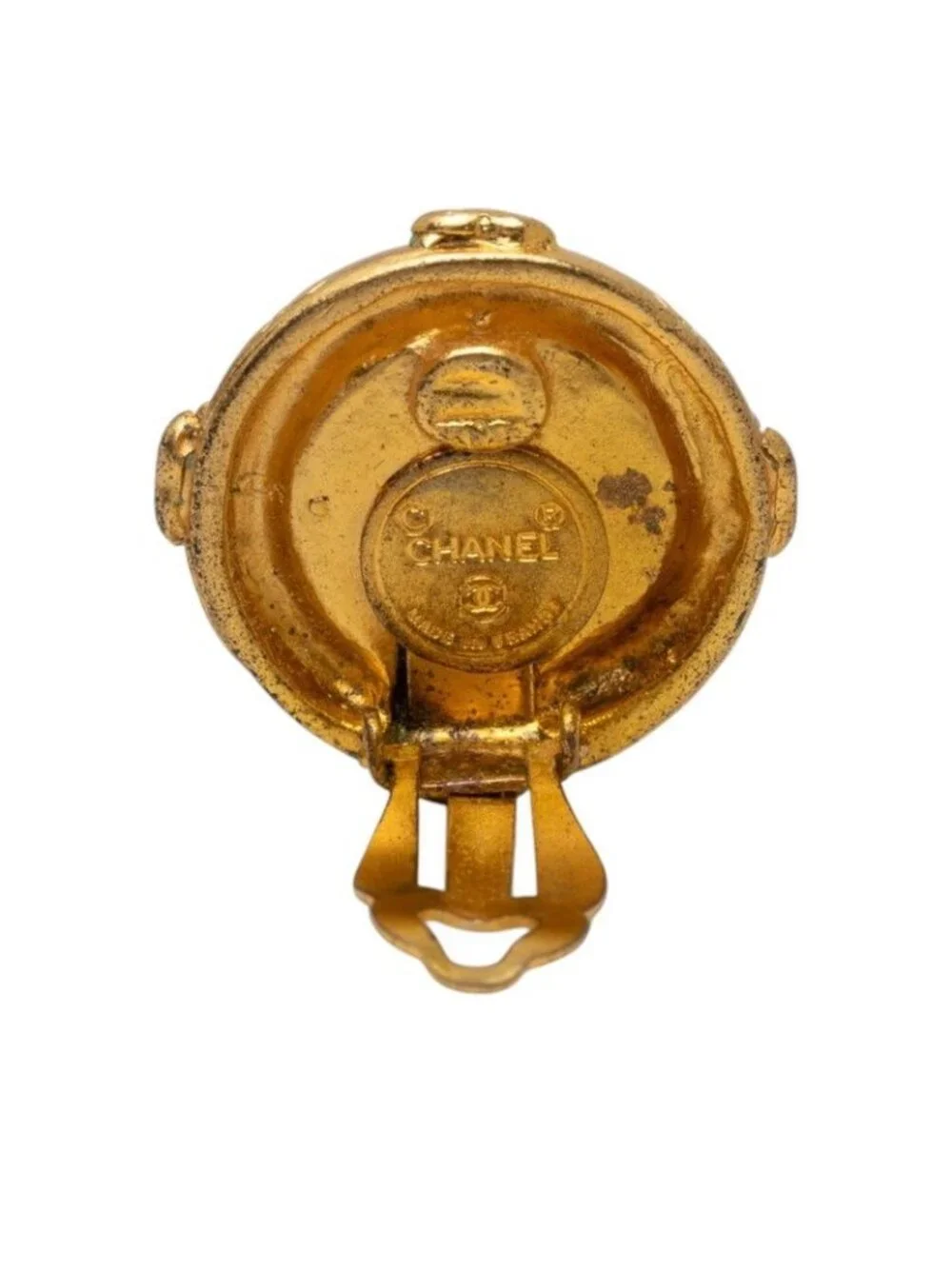 Chanel CC Logo Earrings Gold Plated